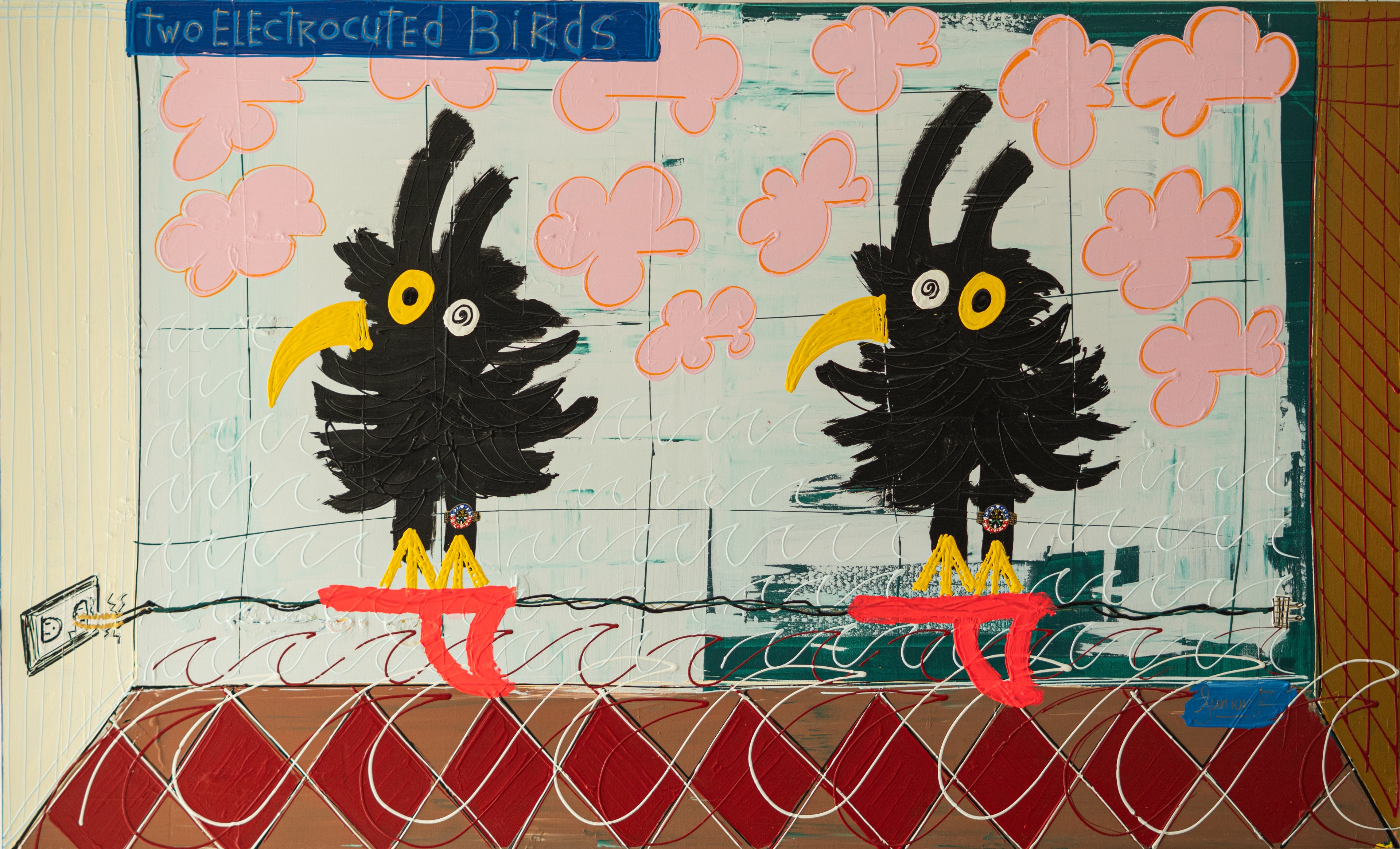 Two electrocuted birds