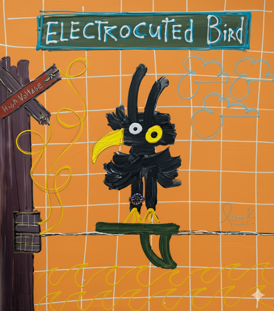 Electrocuted bird