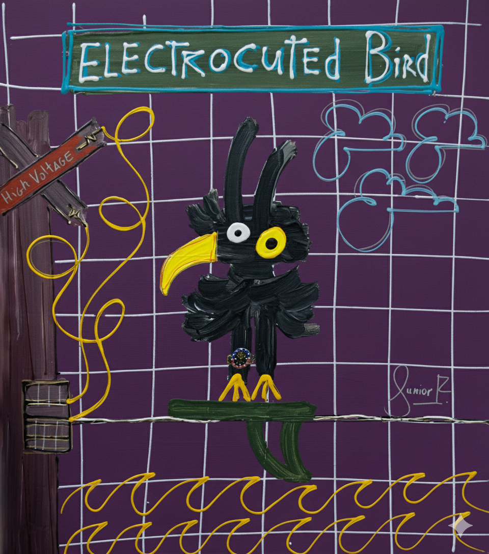 Electrocuted bird