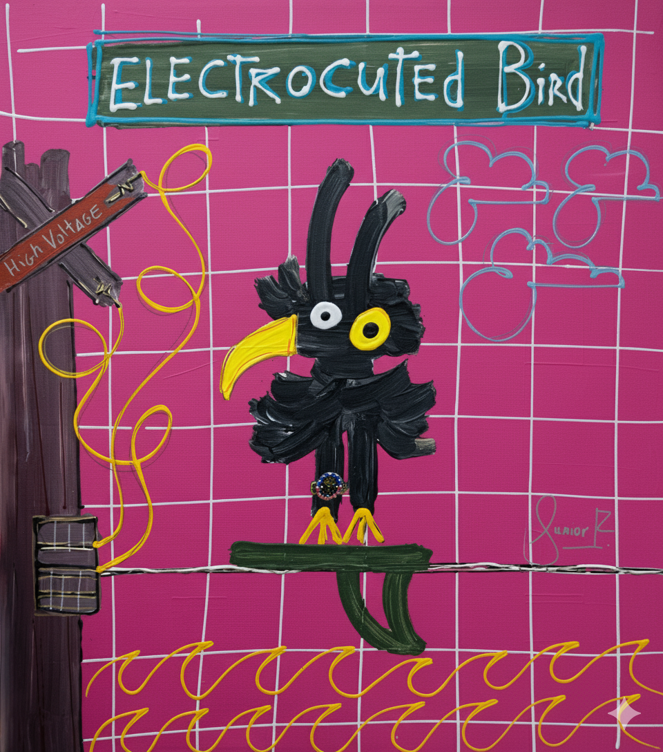 Electrocuted bird